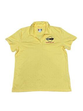 Yellow Corvette Logo Polo Shirt Clique XL CoolDry Polyester Blend Museum Mens
